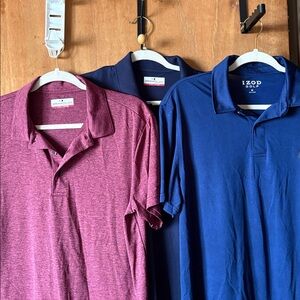 Set of 3 - Blue Izod and 2 Grand Slam Polo Shirts - Maroon and Blue, Medium